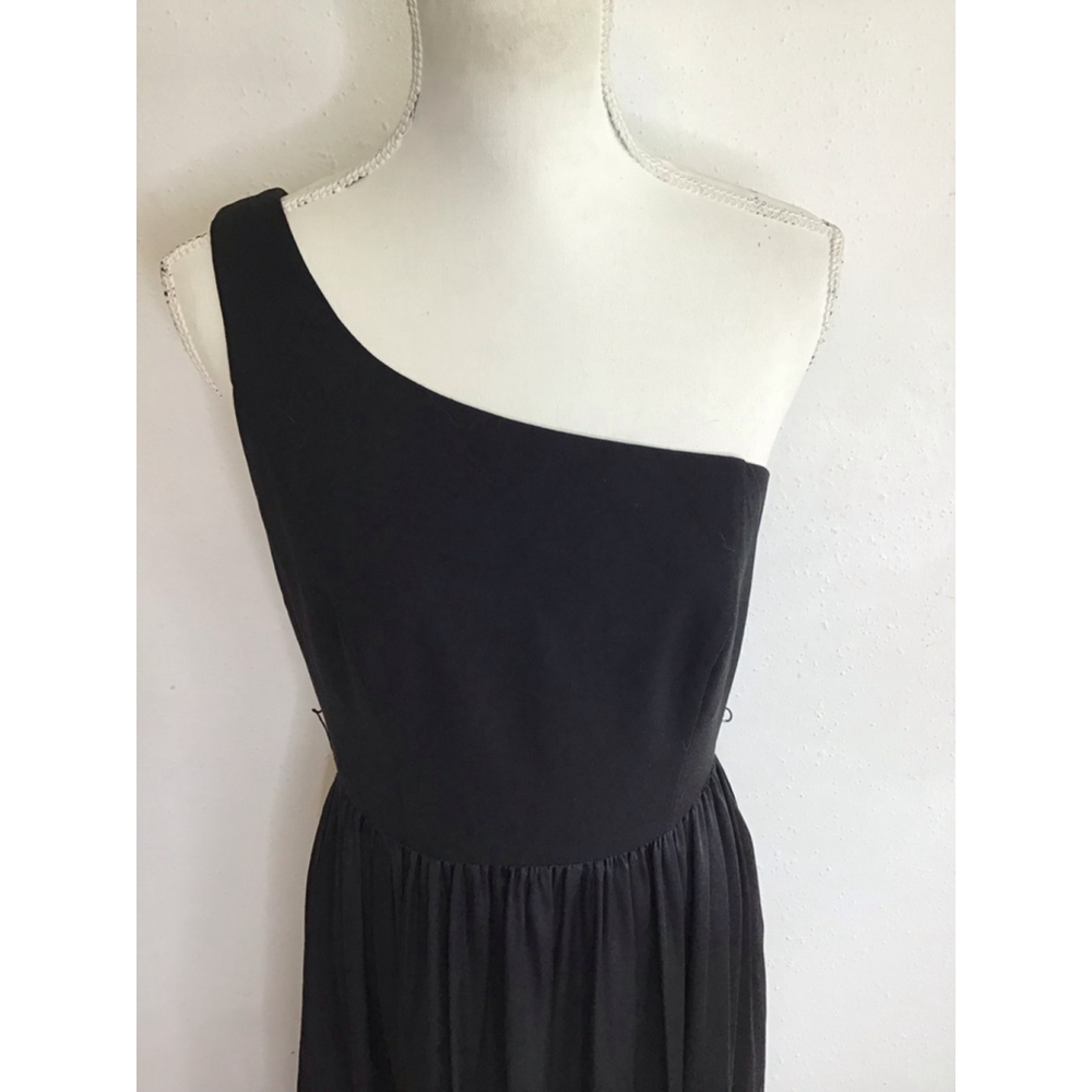 White Vera Wang Women’s Elegant Sofiscicate Black One Shoulder Maxi Dress Size 8 - Picture 5 of 15